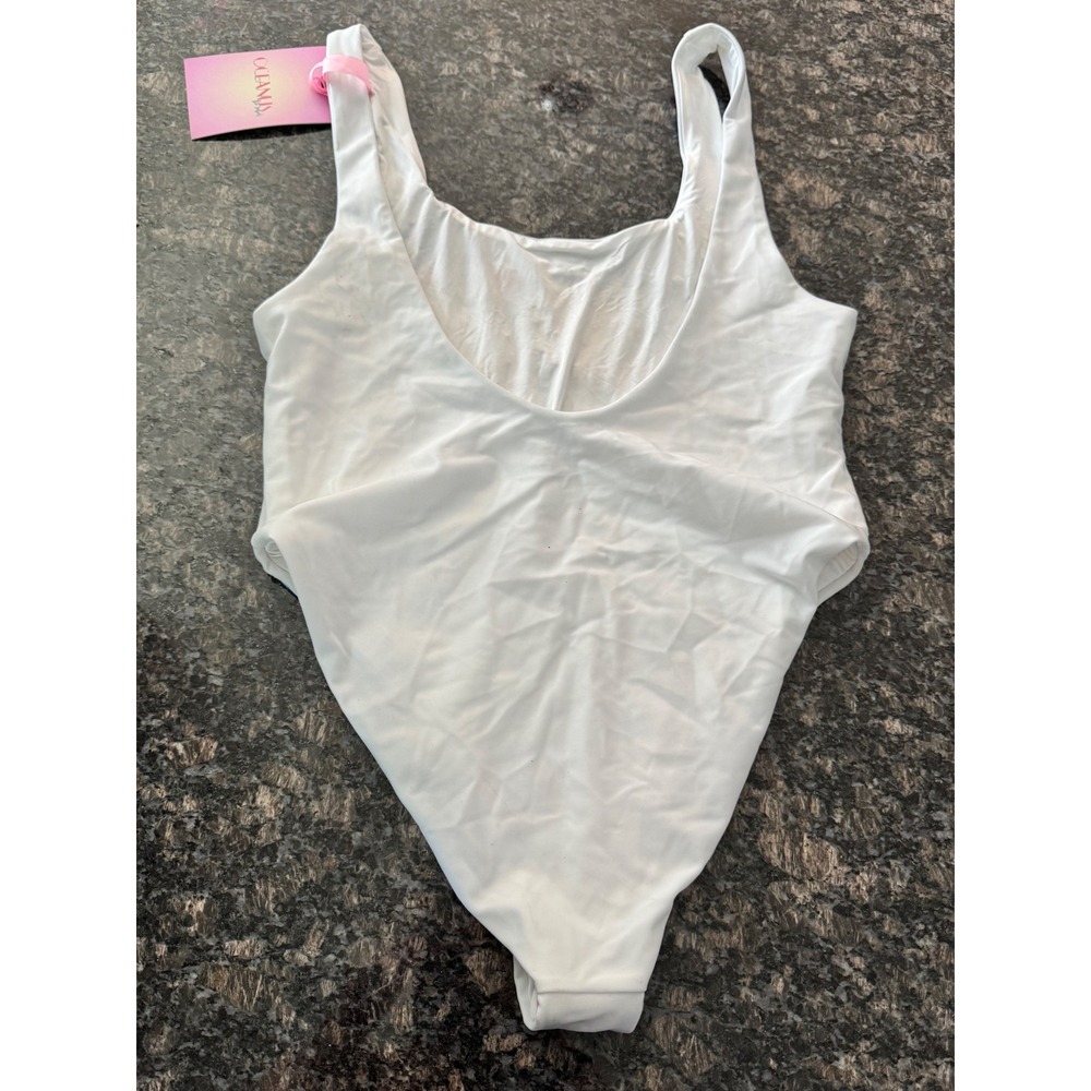 $498 Oceanus The Label Sunny Snake White Beaded One Piece Swimsuit SW018 L NEW - Picture 12 of 12